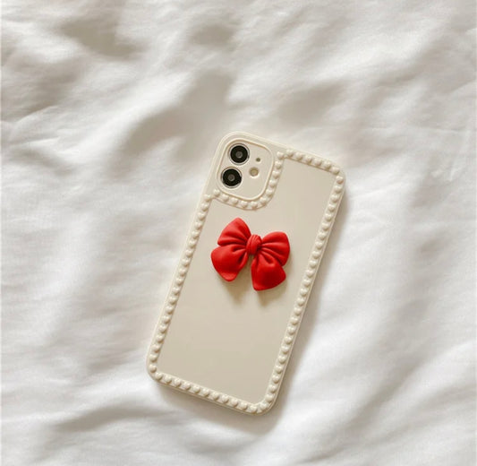 RED BOW DESIGN PHONE CASE. - grip