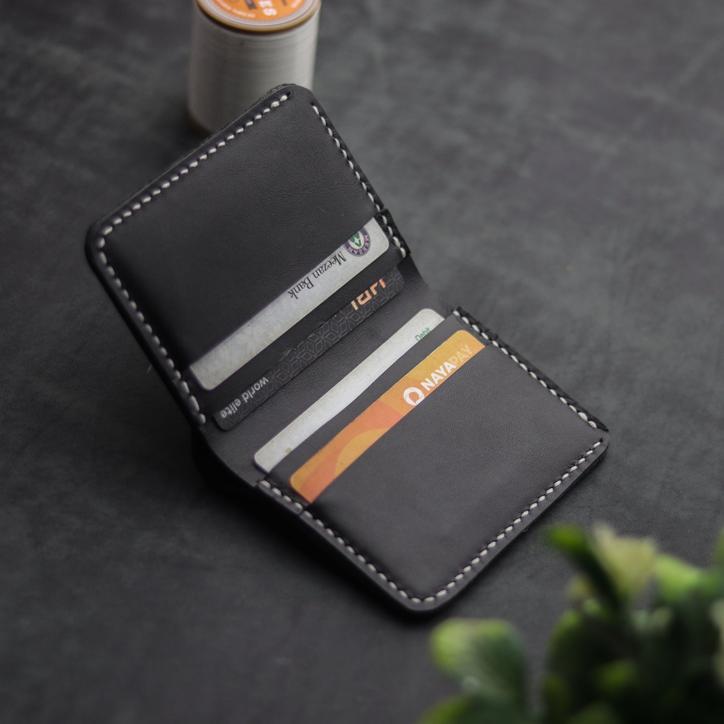 ''WENDY MIINI''CHARCOAL BLACK WALLET - grip