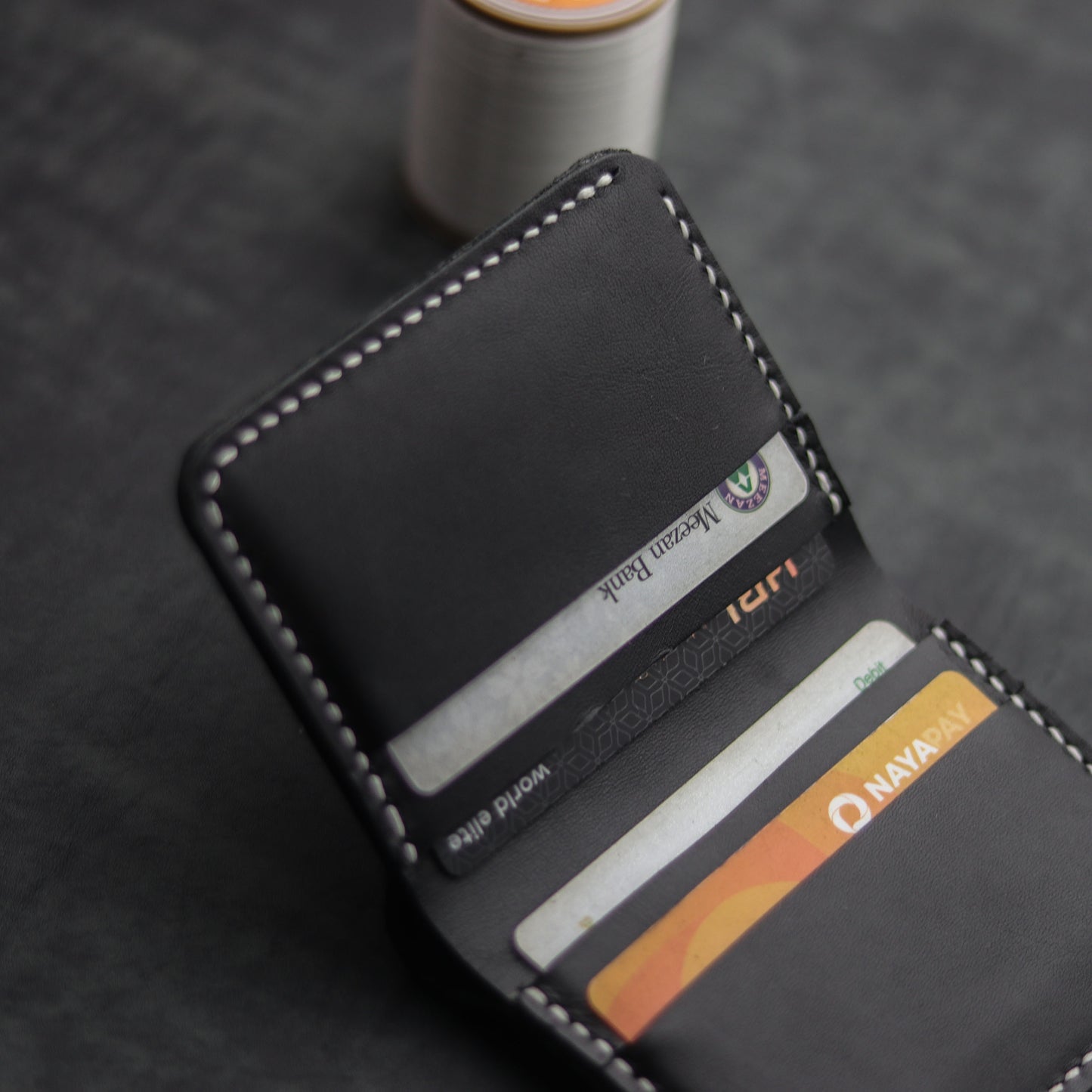 ''WENDY MIINI''CHARCOAL BLACK WALLET - grip