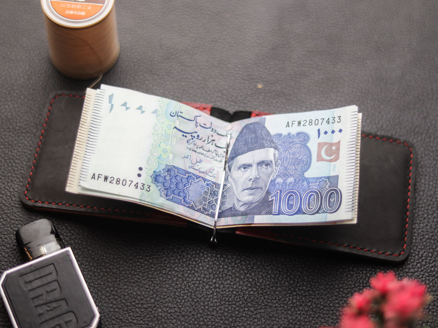 MONEY  CLIP LEATHER WALLET - grip