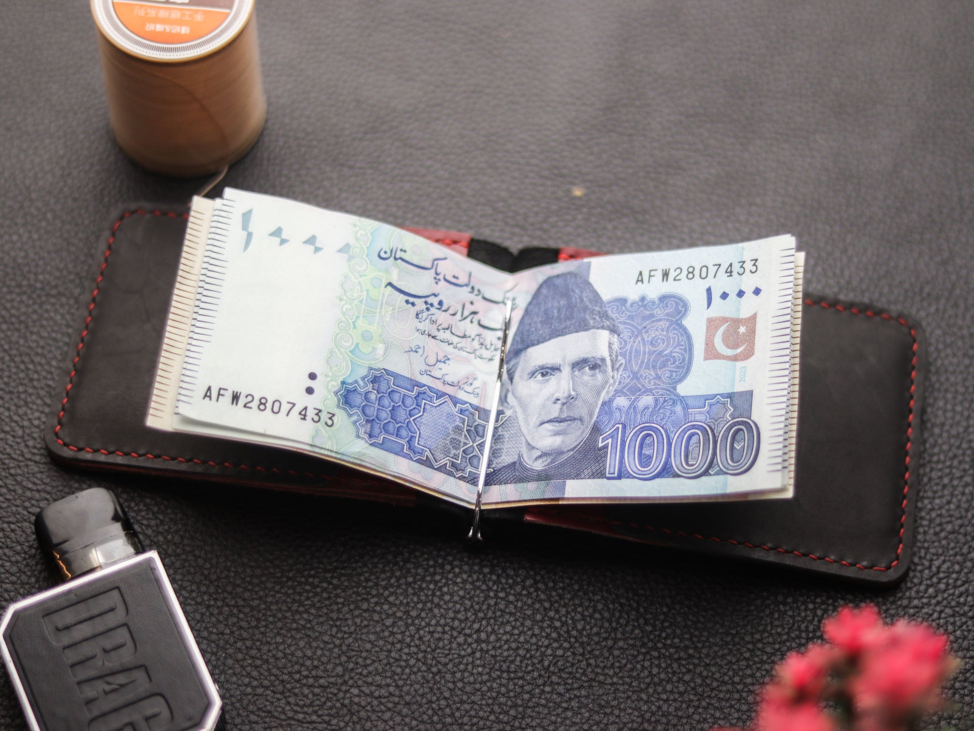 MONEY  CLIP LEATHER WALLET - grip