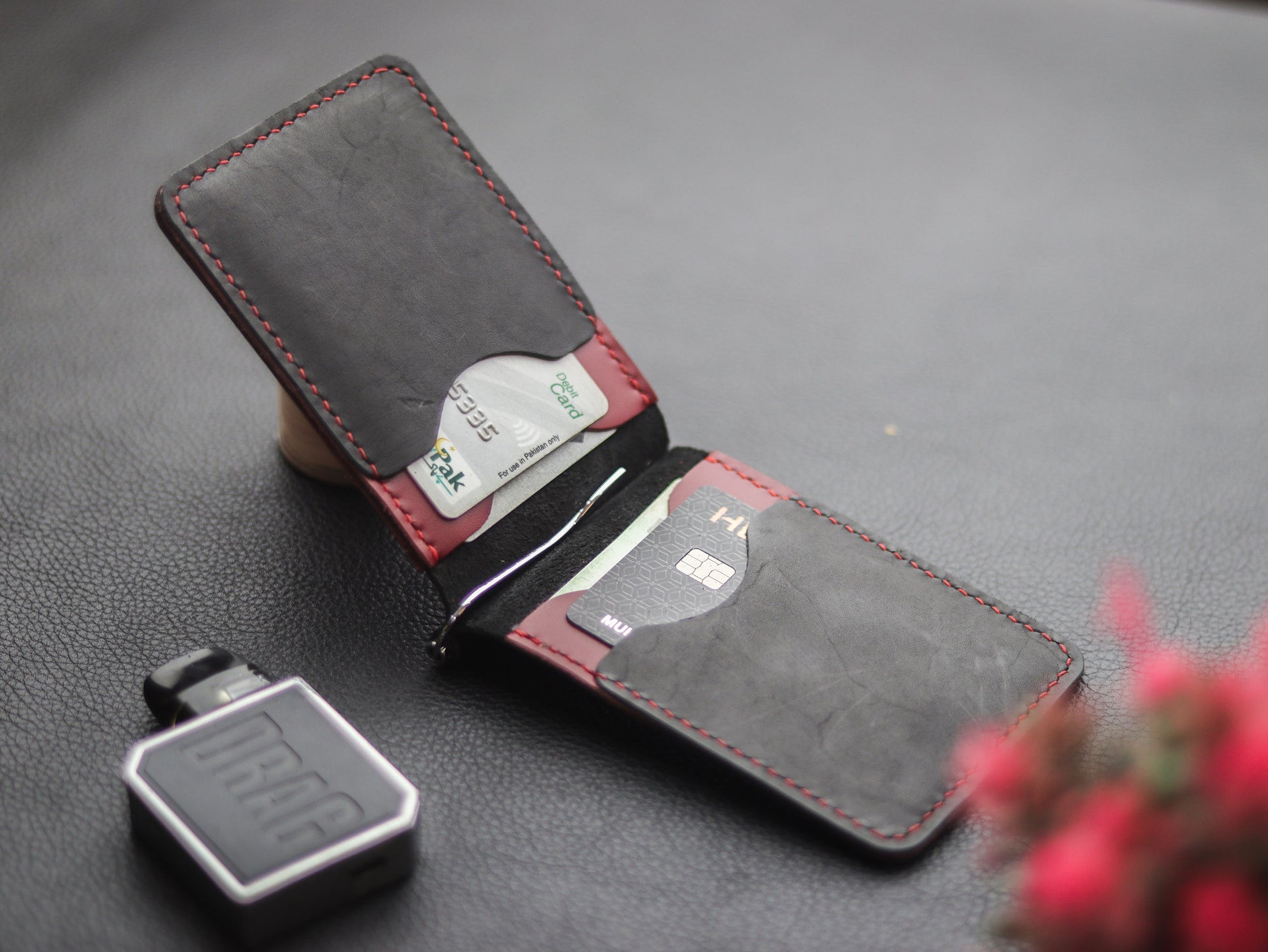 MONEY  CLIP LEATHER WALLET - grip