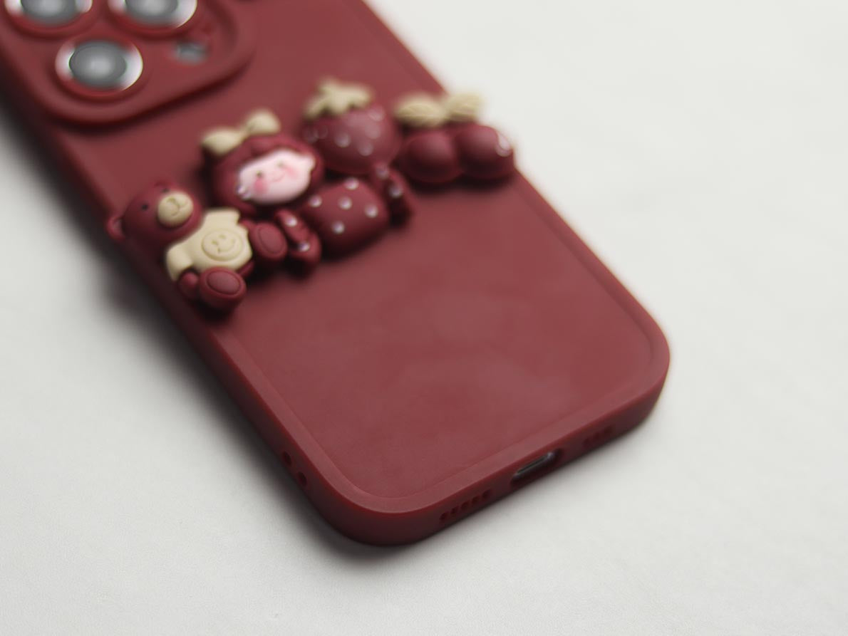 Red Flower Bear Phone Case. - grip