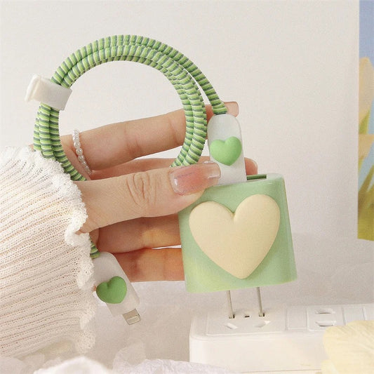 Lime Green Heart Charger Case-GRIP