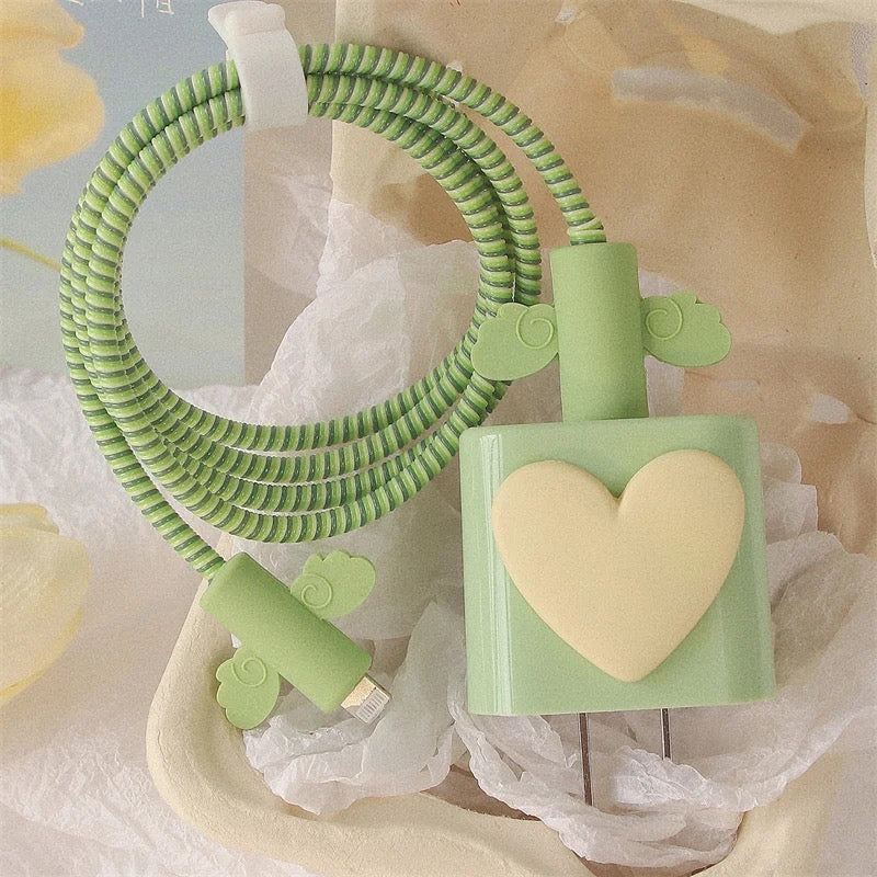 Lime Green Heart Charger Case-GRIP