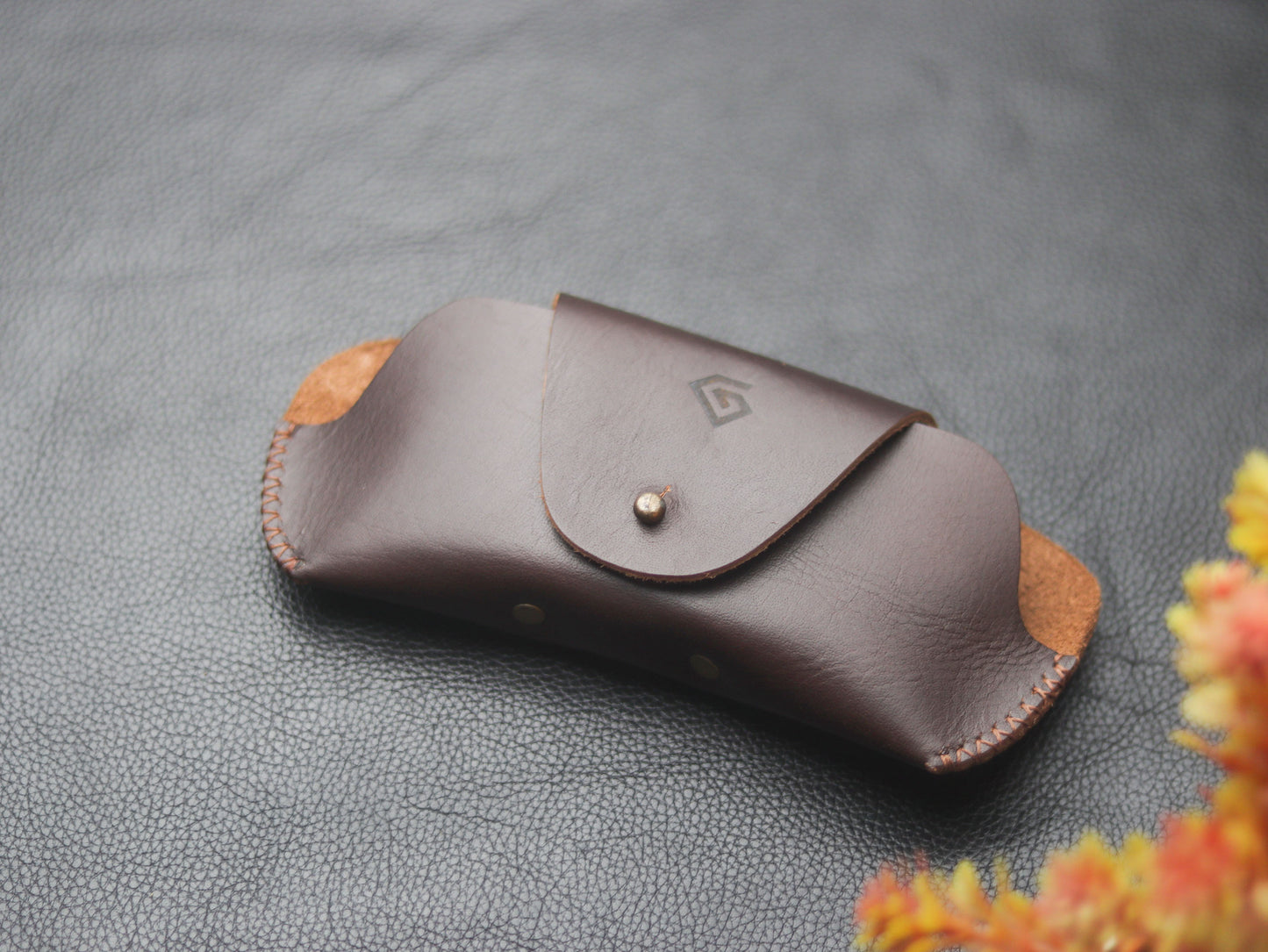 LEATHER SUNGLASSES CASE HOLISTER BROWN - grip