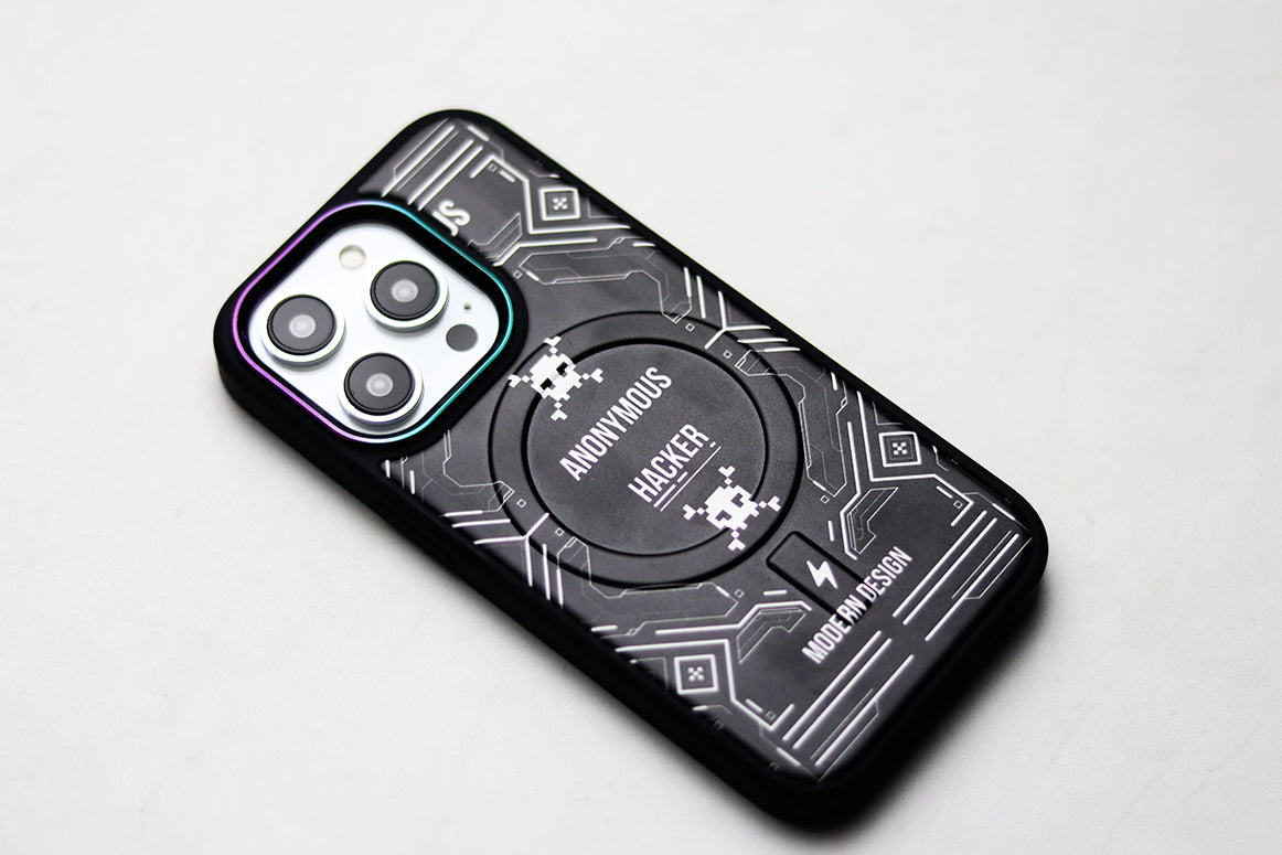 ANONYMOUS HACKER MAGNETIC WIRLESS CHARGING PHONE CASE. - grip