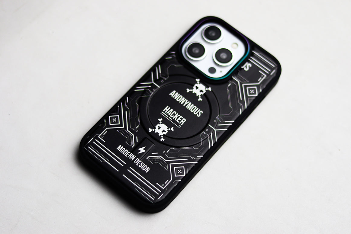 ANONYMOUS HACKER MAGNETIC WIRLESS CHARGING PHONE CASE. - grip