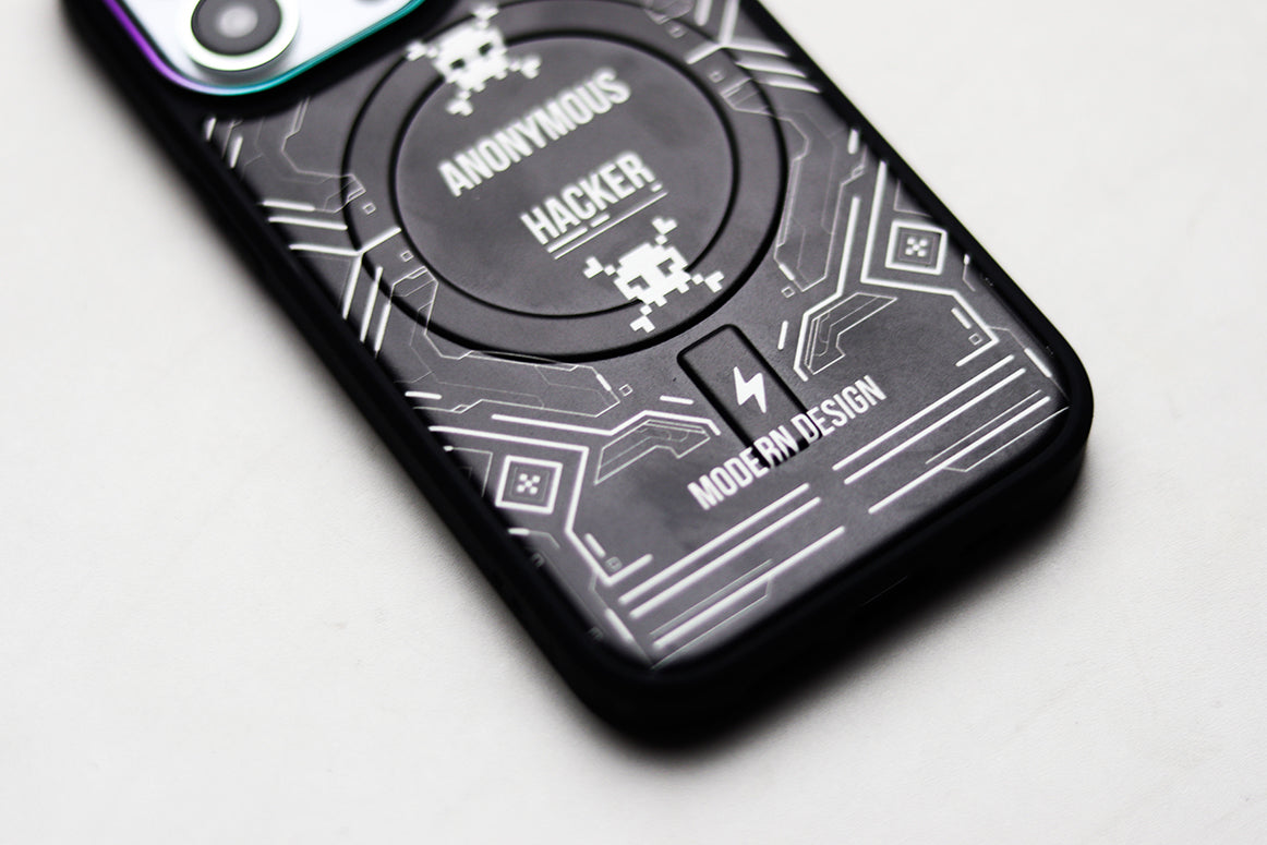 ANONYMOUS HACKER MAGNETIC WIRLESS CHARGING PHONE CASE. - grip