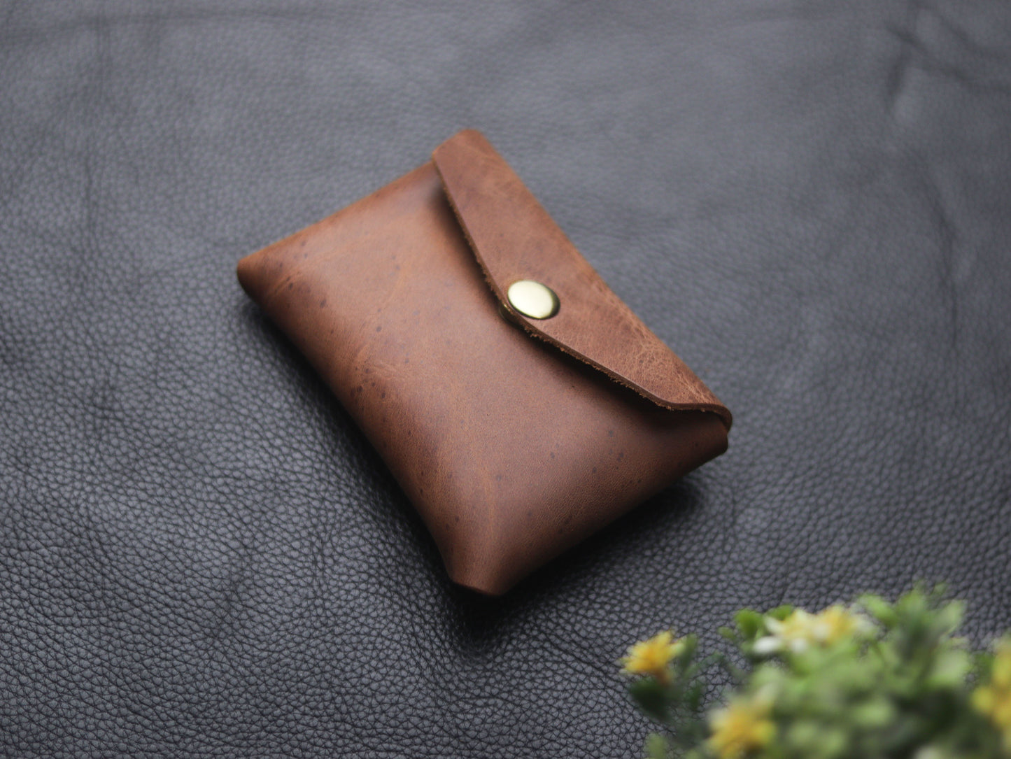 Stitchless minimalist Leather wallet & cardholder Coffee Brown