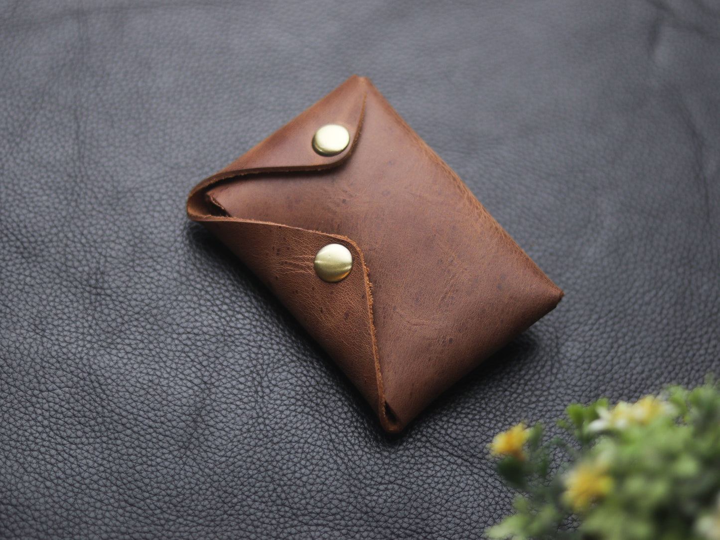 Stitchless minimalist Leather wallet & cardholder Coffee Brown