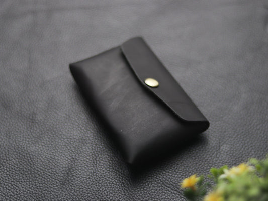 Stitchless minimalist Leather wallet & cardholder Ebony black