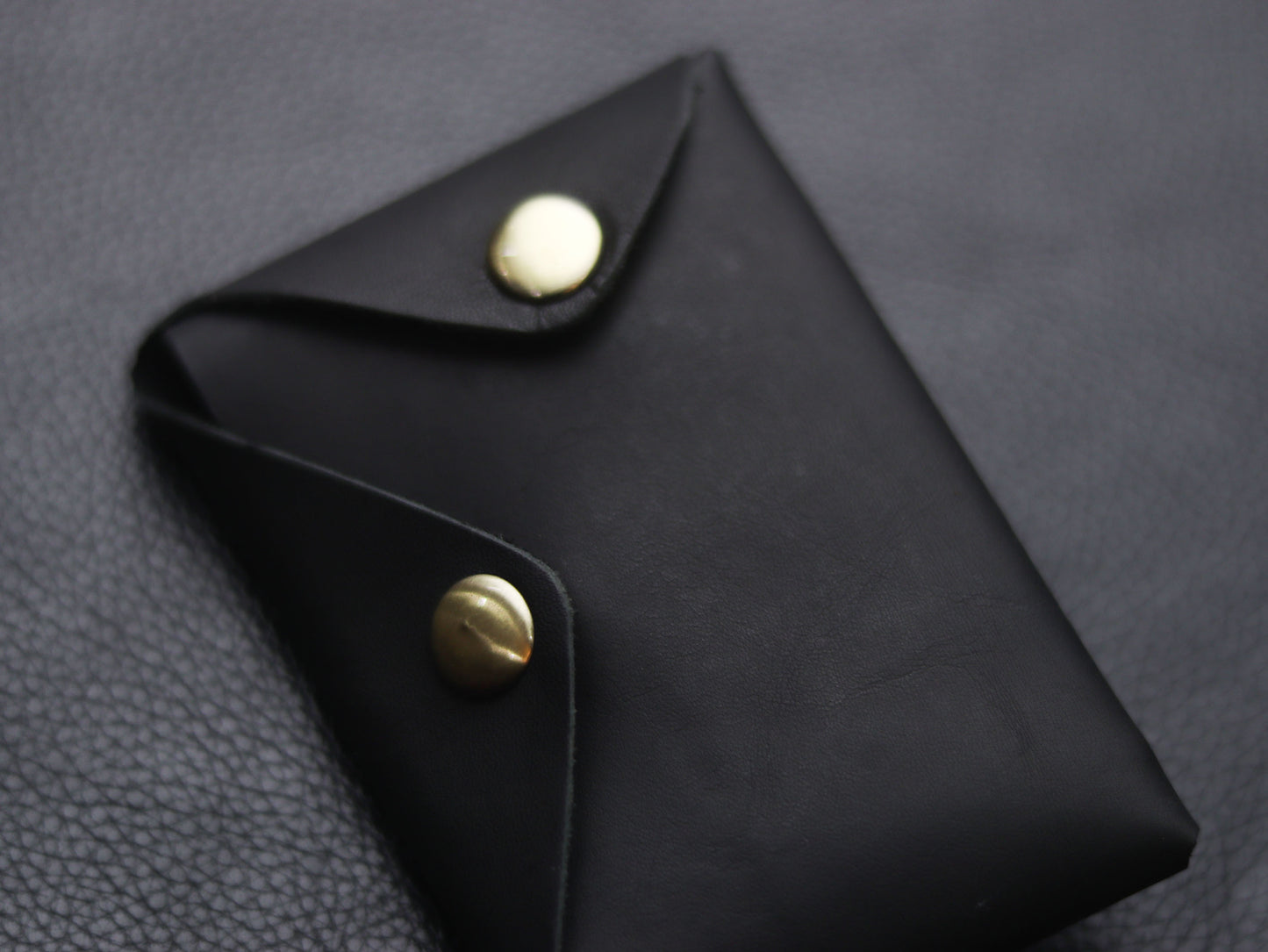 Stitchless minimalist Leather wallet & cardholder Ebony black