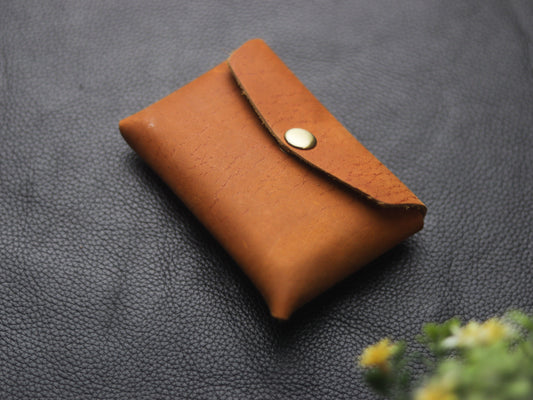 Stitchless minimalist Leather wallet & cardholder Camel Rust