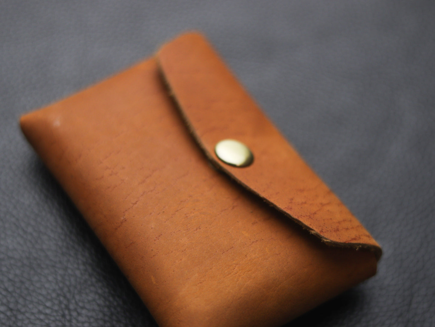 Stitchless minimalist Leather wallet & cardholder Camel Rust