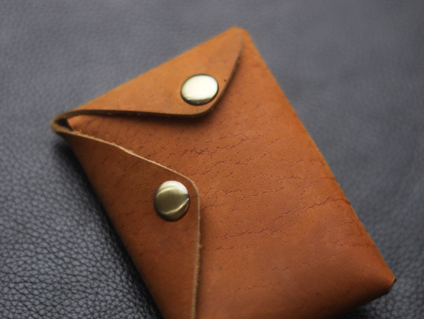 Stitchless minimalist Leather wallet & cardholder Camel Rust