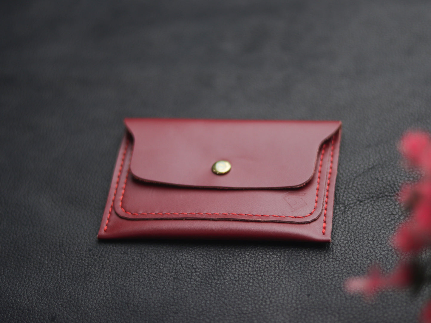 Men's Leather Wallet Crimson Red