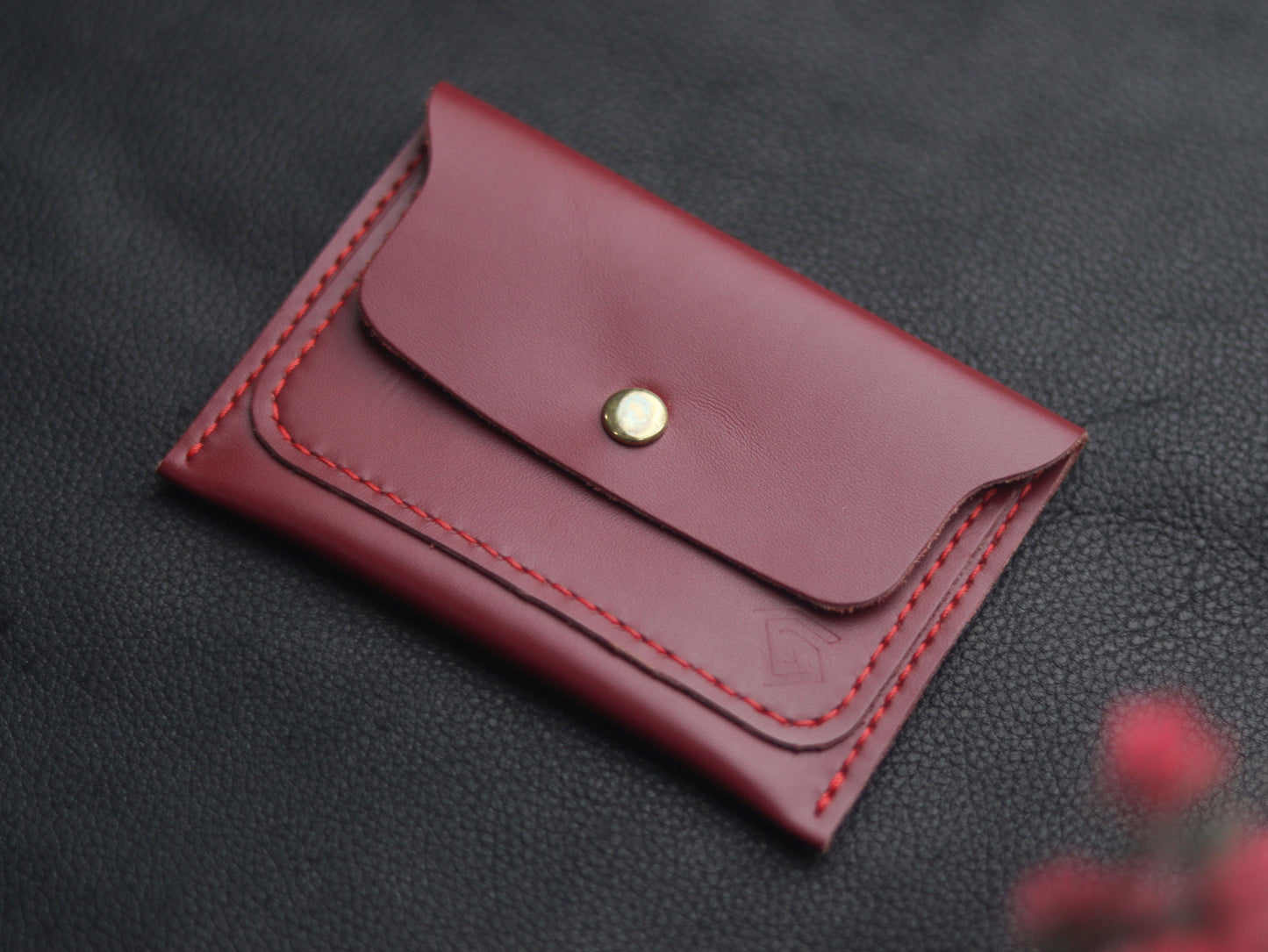 Men's Leather Wallet Crimson Red