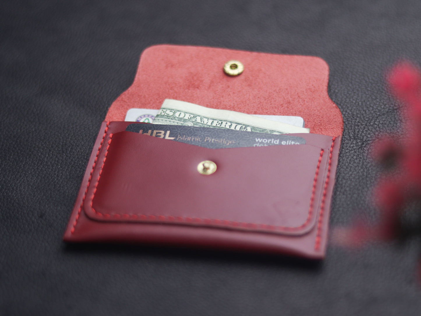 Men's Leather Wallet Crimson Red