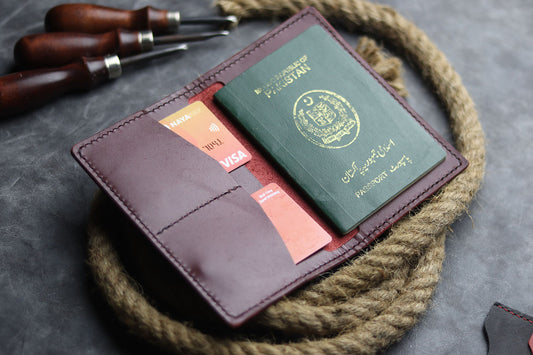 Passport Case-MERLOT BURGUNDY - grip