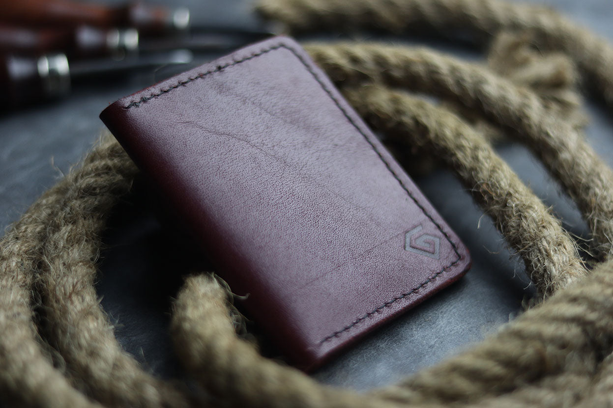 BCH-01 BI-FOLD CARD HOLDER - MERLOT BURGUNDY - grip