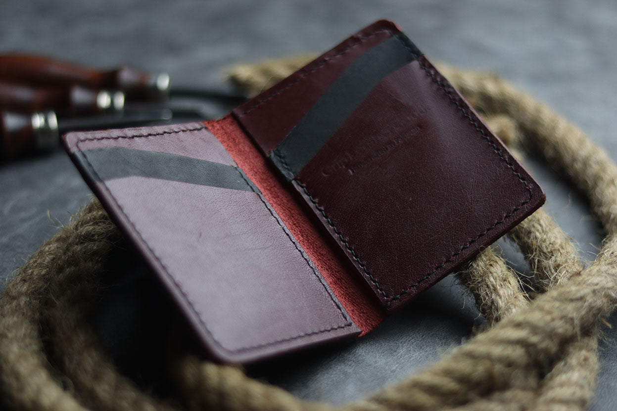 BCH-01 BI-FOLD CARD HOLDER - MERLOT BURGUNDY - grip