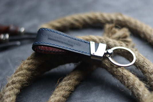 LW-01 Leather Keychain-MIDNIGHT BLUE - grip