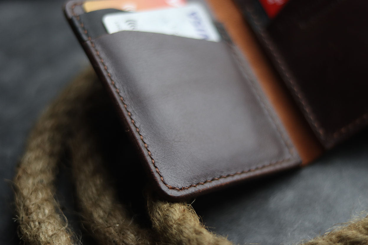 BCH-01 BI-FOLD CARD HOLDER - COGNAC BROWN - grip