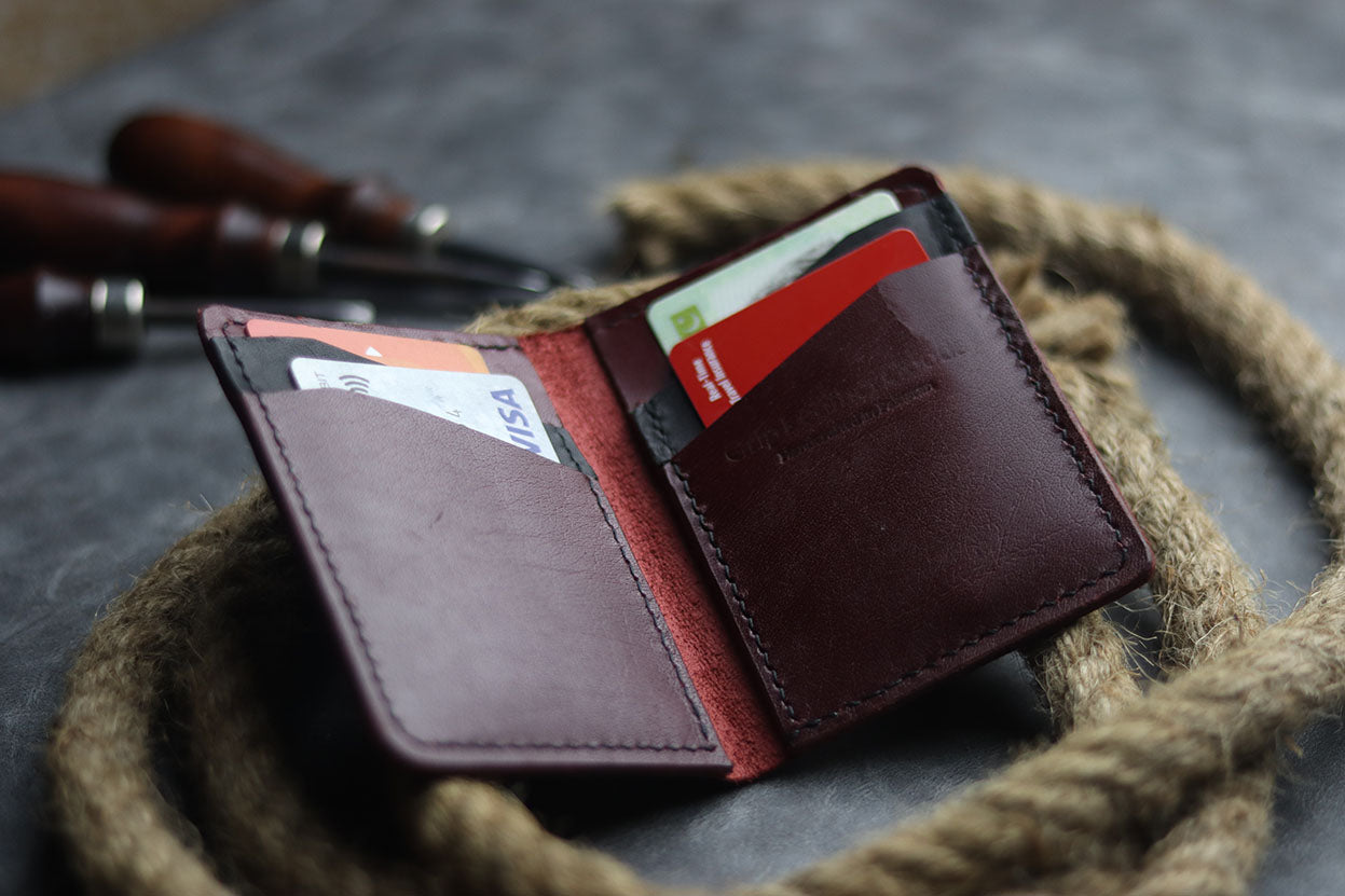 BCH-01 BI-FOLD CARD HOLDER - MERLOT BURGUNDY - grip