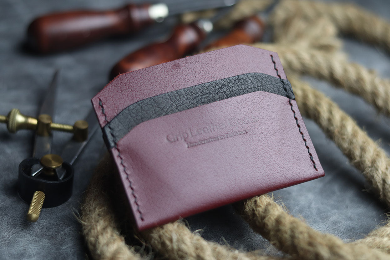 MW-01 MIMIMAL CARD HOLDER MERLOT BURGUNDY - grip