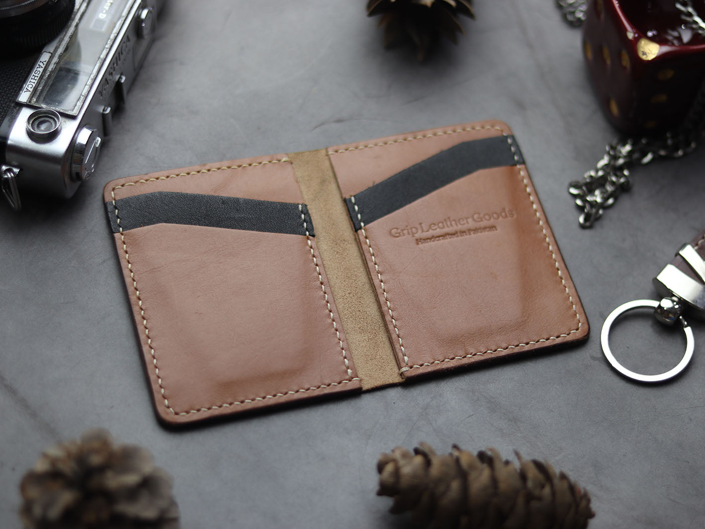 BCH-01 BIFOLD CARD HOLDER - TAN BROWN - grip