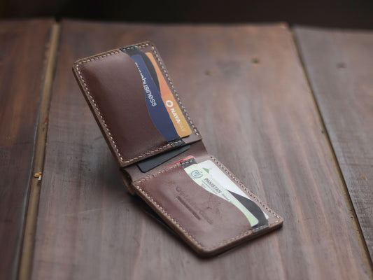 "WAVER" LEATHER BI-FOLD WALLET - WHISKY BROWN - grip