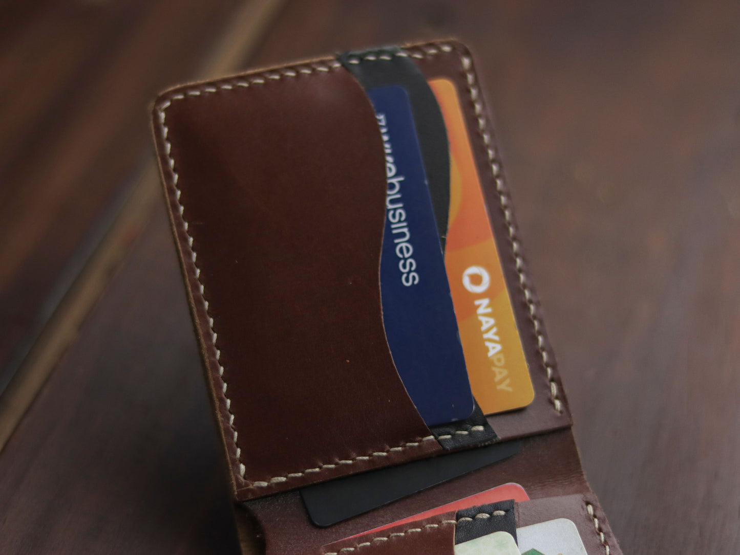 "WAVER" LEATHER BI-FOLD WALLET - WHISKY BROWN - grip