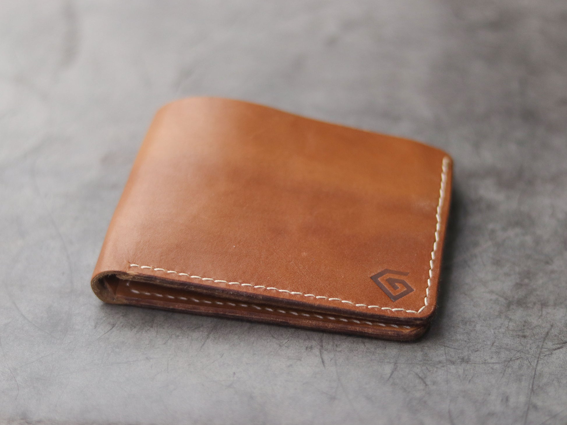 "WALDOR" BI-FOLD LEATHER WALLET - TAN BROWN - grip