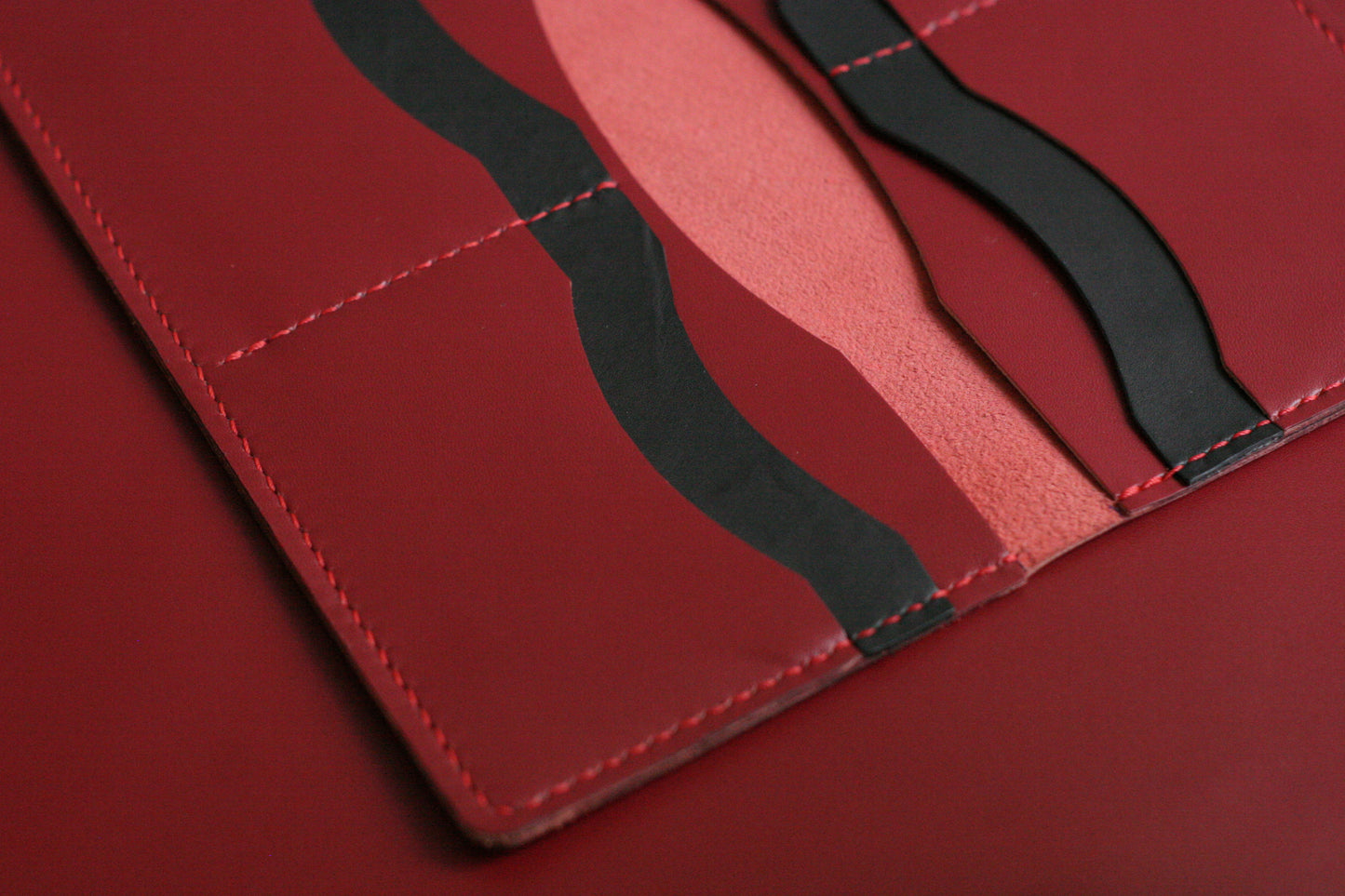 Men's Leather Long Wallet Crimson Red