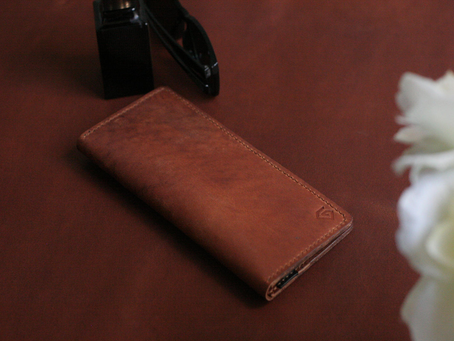 Men's Leather Long Wallet tawny brown