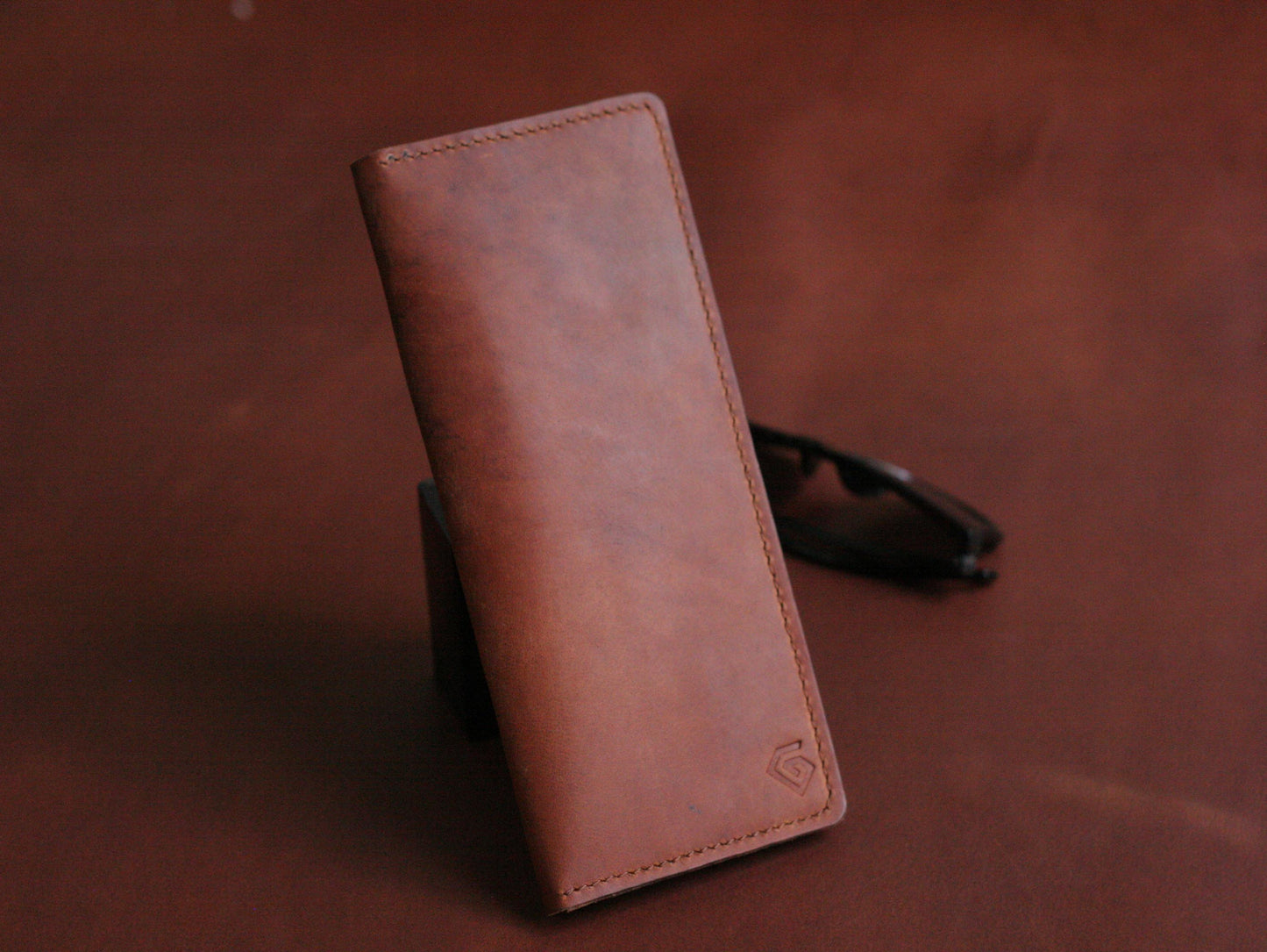 Men's Leather Long Wallet tawny brown