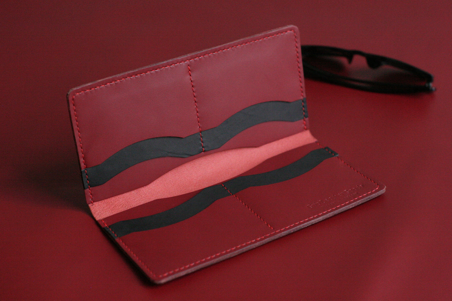 Men's Leather Long Wallet Crimson Red