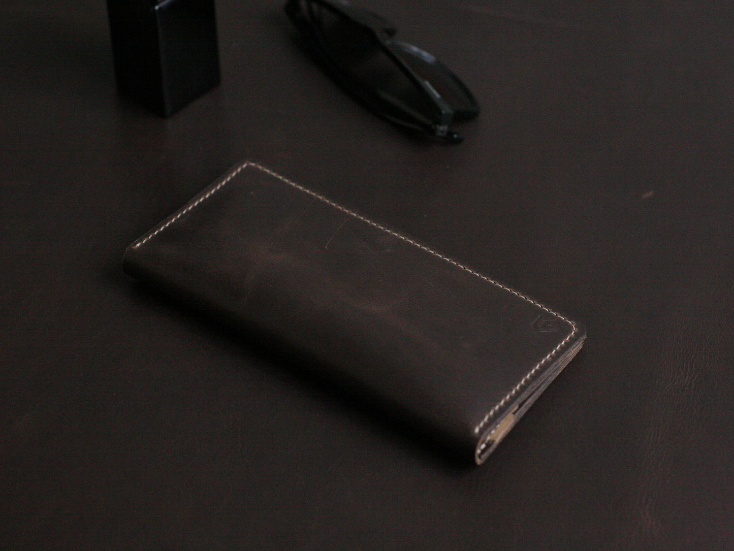 Men's Leather Long Wallet  Cedar Brown