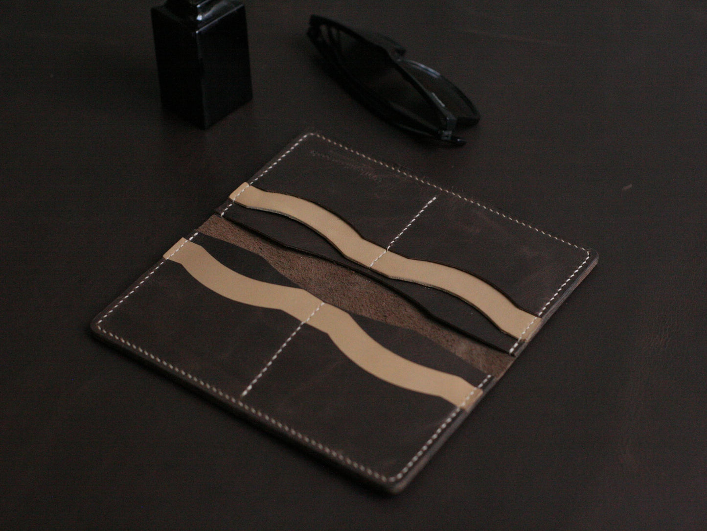 Men's Leather Long Wallet  Cedar Brown