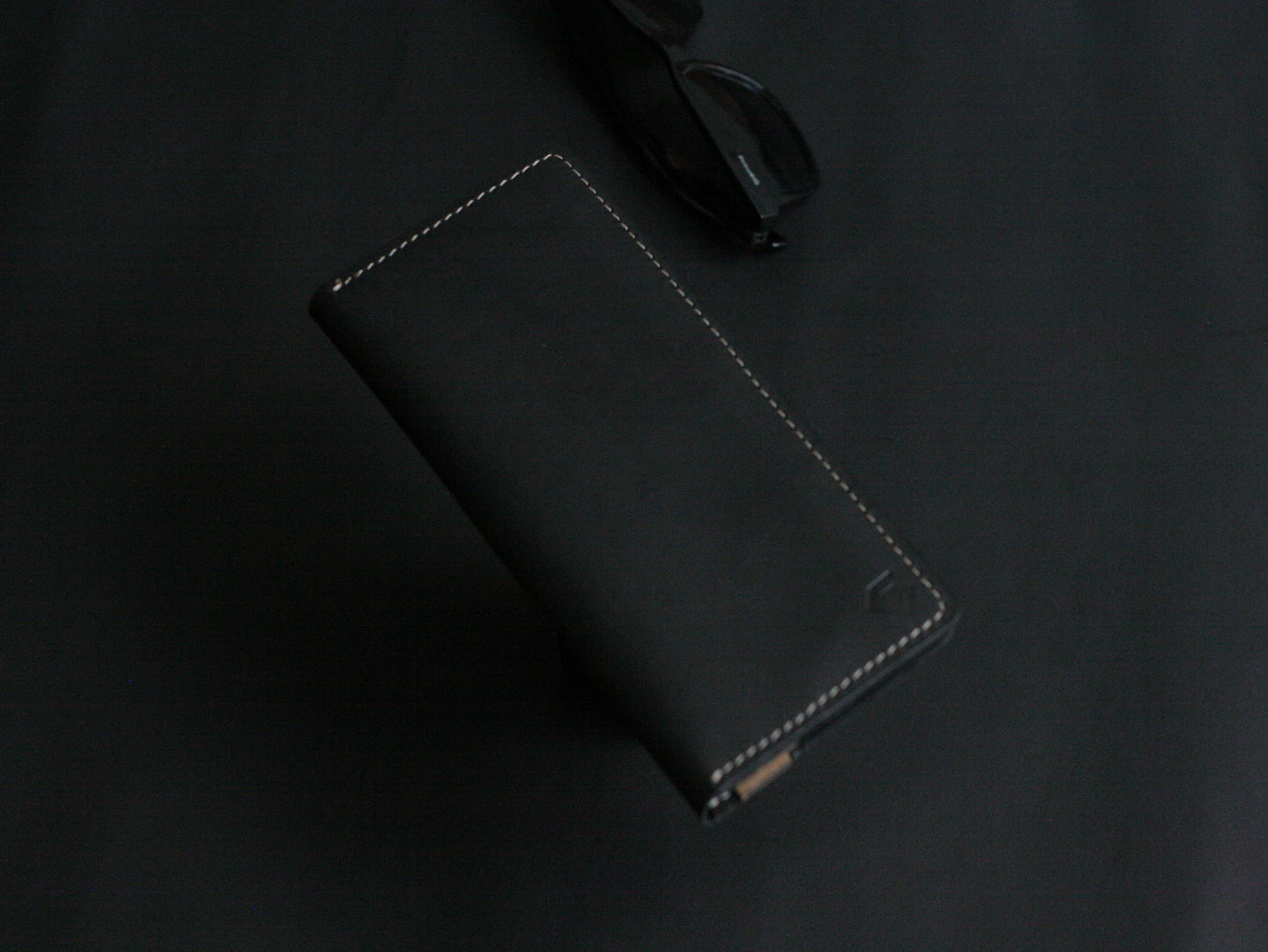 Men's Leather Long Wallet Charcole Black